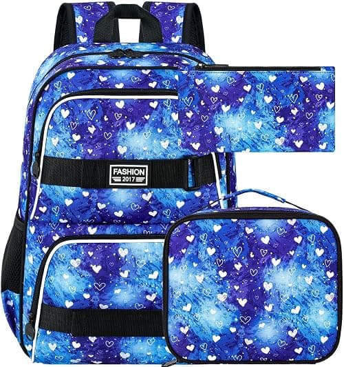 Laptop Backpack, 16 Inch School Bookbag and Lunch Bag Set, Water Resistant Backpacks for Teens Girls Women Students على Amazon.ae - متتبع الأسعار