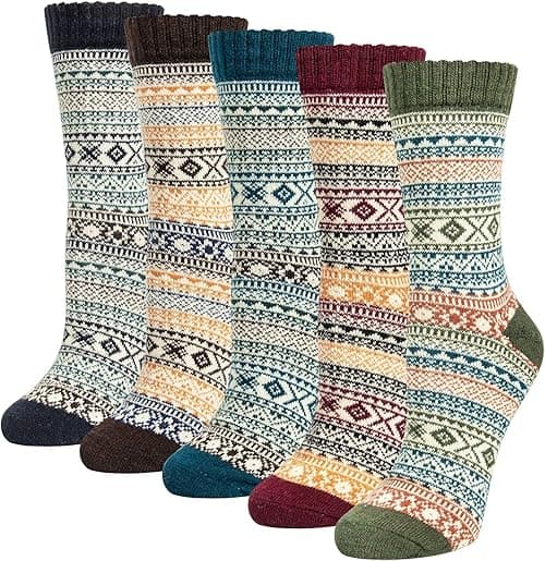PINKE 5 Pairs Womens Thermal Socks, Ladies Nordic Winter Warm Knitting Wool Socks Women Thick Socks, Christmas Gifts for Hiking Backpacking Climbing Winter on Amazon.ae - Price Tracker