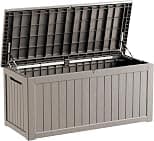 TARKARI 270 Gallon Lockable Resin Deck Box, Waterproof & UV-Resistant Outdoor Storage Box for Outdoor Cushion Storage, Garden Tools & Pool Accessories Storage, Gray - متتبع أسعار Amazon.sa