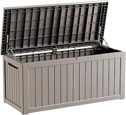 TARKARI 270 Gallon Lockable Resin Deck Box, Waterproof & UV-Resistant Outdoor Storage Box for Outdoor Cushion Storage, Garden Tools & Pool Accessories Storage, Gray - متتبع أسعار Amazon.sa