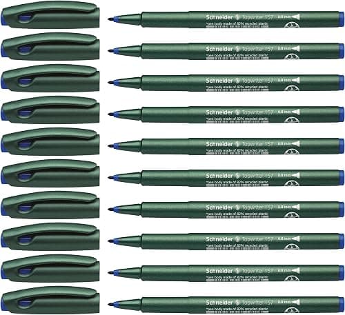 Schneider Topwriter 157 Fiber Tip Pen.8mm, Green Barrel, Blue Ink, Box of 10 (115703) on Amazon.sa - Price Tracker