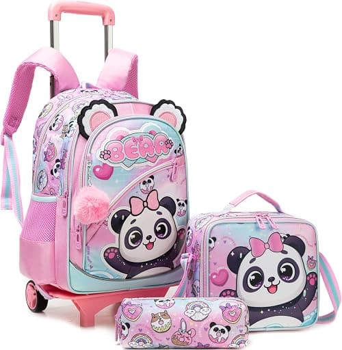 Meetbelify Girls Cute Backpack with Wheels for Elementary Students Kids Black Travel Luggage على Amazon.ae - متتبع الأسعار