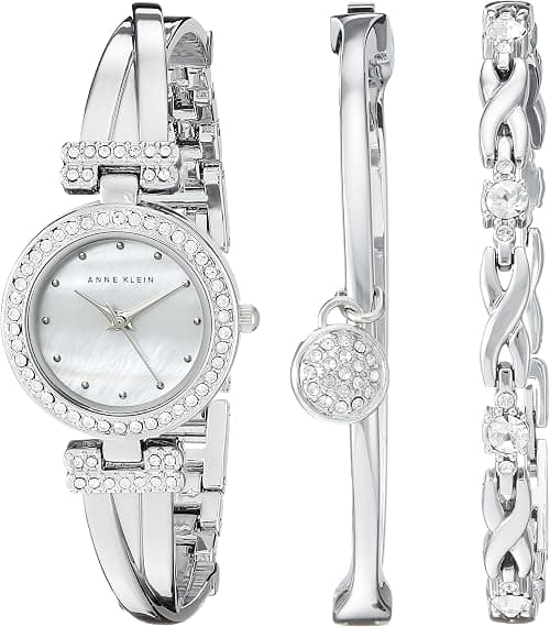 Anne Klein Women's Premium Crystal Accented Bangle Watch and Bracelet Set on Amazon.ae - Price Tracker