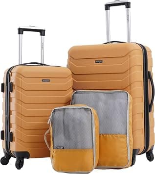 Travelers Club Wrangler 4 Piece Luggage and Packing Cubes Set, Amber Gold, 4-Piece Set, 4 Piece Luggage and Packing Cubes Set on Amazon - Best Deal Finder