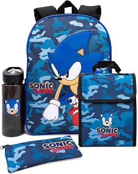 Sonic The Hedgehog Boys Backpack | Kids Navy Camo School Rucksack Pencil Case, Water Bottle | Game Merchandise, Blue, Onesize على Amazon.ae - متتبع الأسعار