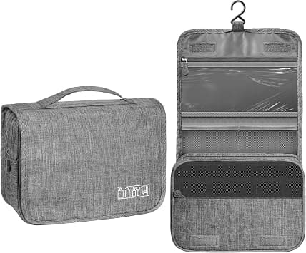 Toiletry Bag Travel Bag with Hanging Hook, Waterproof Shower Bathroom Hanging Toiletry Bag for Men Women,Small Multifunctional Makeup Cosmetic Bag,Portable Toiletries Bag Travel Organizer (Grey) on Amazon - Best Deal Finder