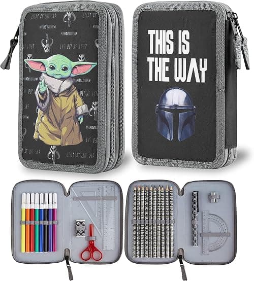 The Mandalorian Children'S Pencil Case With Felt And Double Compartment School Supplies Back To Gift Star Wars Baby Yoda على Amazon.ae - متتبع الأسعار