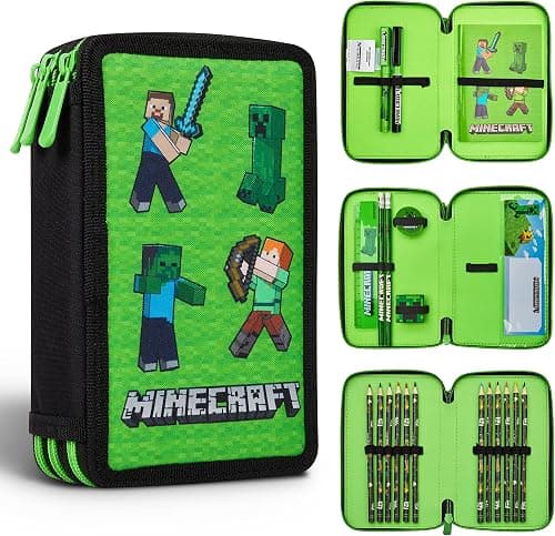 Minecraft Pencil Case for Kids School Supplies Filled Large Pencil Case Multiple Compartments Pencil Set Colouring Pencils for Children Boys Stationery Set Gifts on Amazon - Best Deal Finder